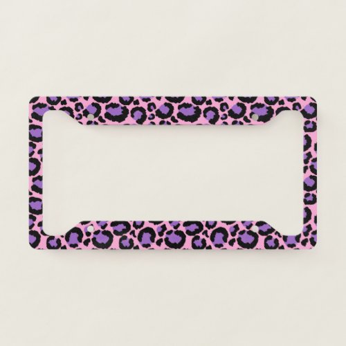 Violet Pink Cheetah Leopard Pattern Animal Lover License Plate Frame