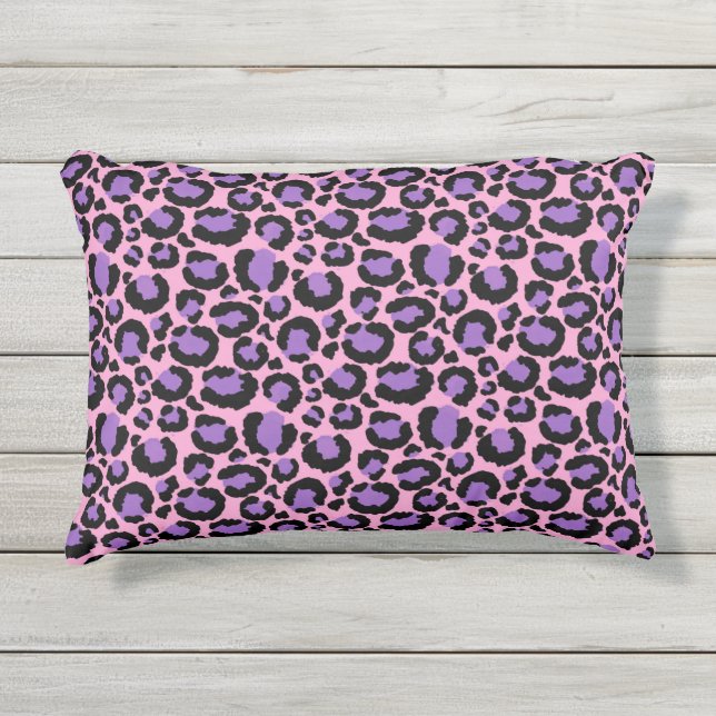 Violet Pink Cheetah Leopard Pattern Animal Lover Outdoor Pillow (Front)