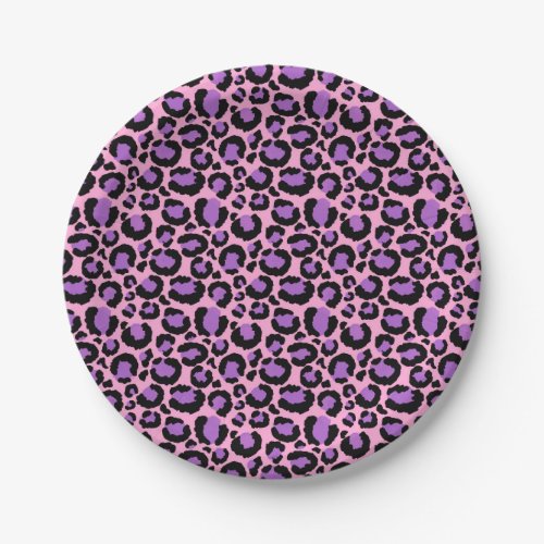 Violet Pink Cheetah Leopard Pattern Animal Lover Paper Plates