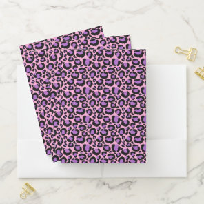 Violet Pink Cheetah Leopard Pattern Animal Lover Pocket Folder
