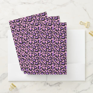 Violet Pink Cheetah Leopard Pattern Animal Lover Pocket Folder