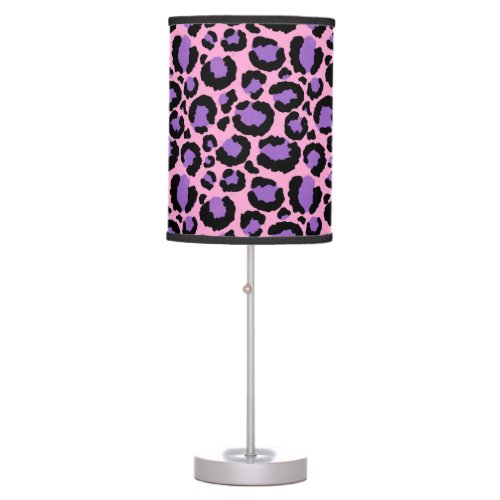 Violet Pink Cheetah Leopard Pattern Animal Lover Table Lamp
