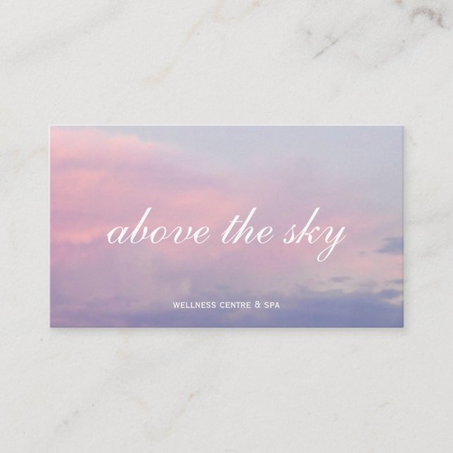 Violet pink clouds zen sunset sky photograph card (Front)
