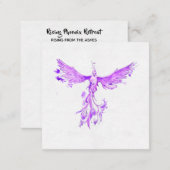 *~*  VIOLET PINK Feathers Phoenix Rising Ashes Square Business Card (Front/Back)