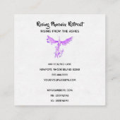 *~*  VIOLET PINK Feathers Phoenix Rising Ashes Square Business Card (Back)