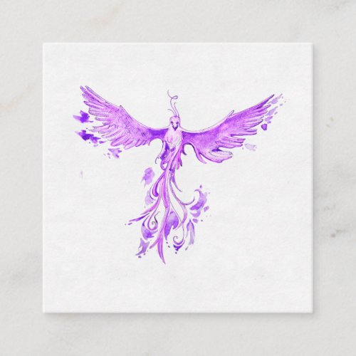   VIOLET PINK Feathers Phoenix Rising Ashes Square Business Card