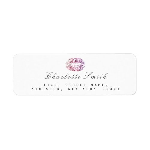 Violet Pink Glitter Lips Kiss Makeup White  RSVP Label