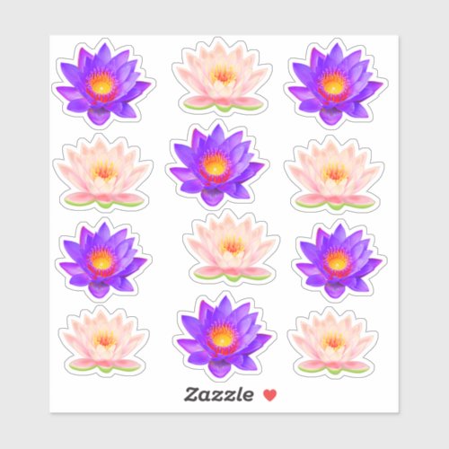 Violet  Pink Lotus Flowers Stickers