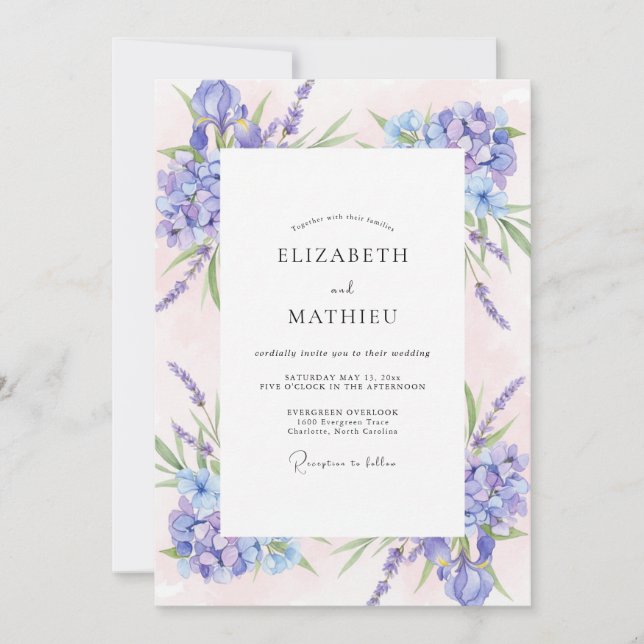 Violet Pink Wildflower Wedding Invitation (Front)