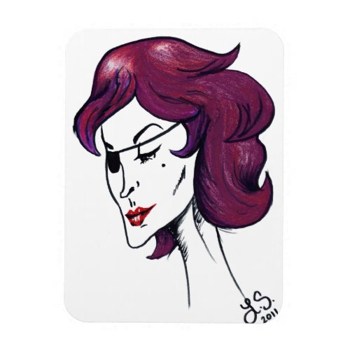 Violet Pirate Lady Cartoon Original Pop Art Magnet