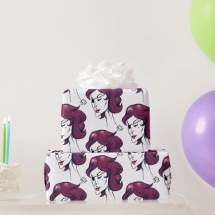 Violet Pirate Lady Purple Hair Woman Drawing Art Wrapping Paper