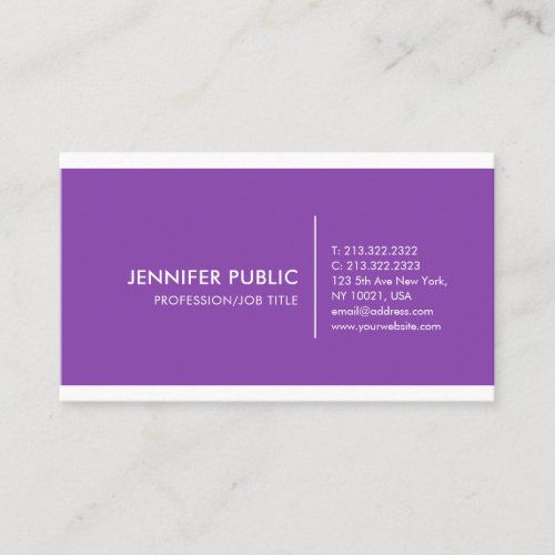 Violet Plain Professional Modern Elegant Simple Business Card