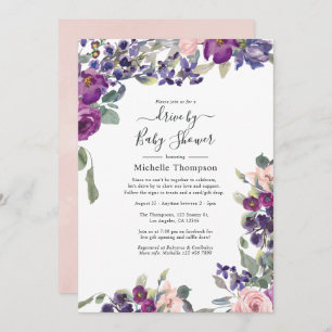 Violet, Plum and Blush Drive By Shower Invitation