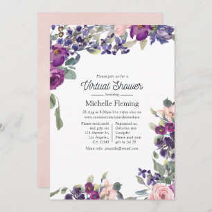 Violet, Plum and Blush Virtual Baby Shower Invitation