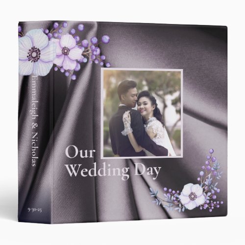 Violet Plum Floral Photo Wedding Scrapbook Album 3 Ring Binder