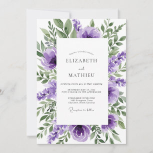 Violet Poetic Spring Wedding Invitation