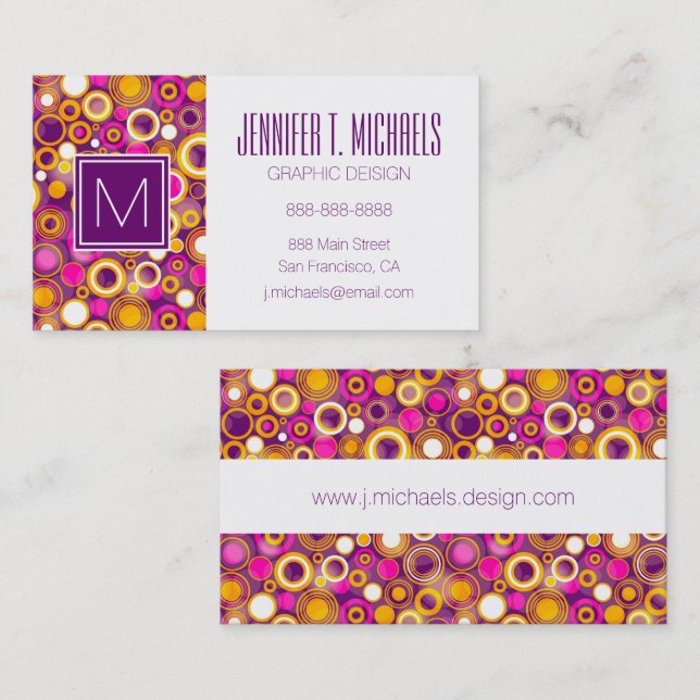 Violet Polka Dot Pattern Business Card (Front/Back)