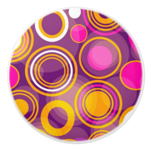 Violet Polka Dot Pattern Ceramic Knob