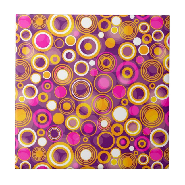 Violet Polka Dot Pattern Ceramic Tile (Front)