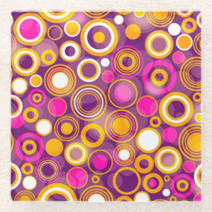 Violet Polka Dot Pattern Glass Coaster