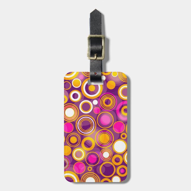 Violet Polka Dot Pattern Luggage Tag (Front Vertical)