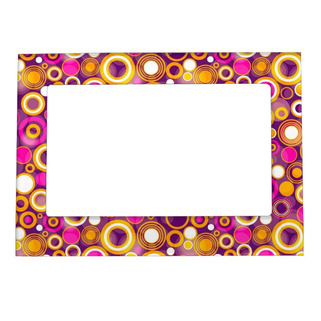 Violet Polka Dot Pattern Magnetic Frame (Front)