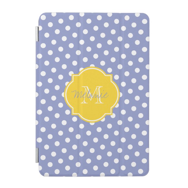 Violet Polka Dot Pattern Monogram iPad Mini Case (Front)