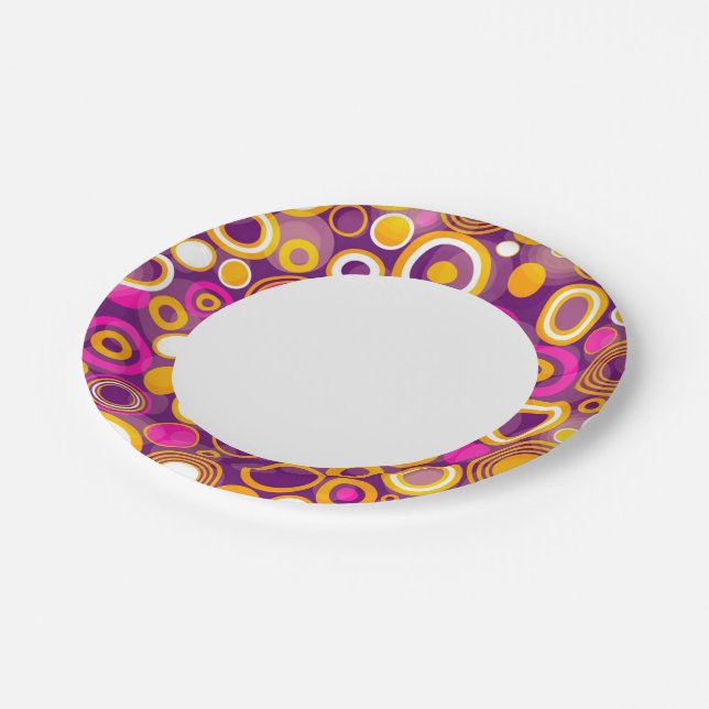 Violet Polka Dot Pattern Paper Plates (Angled)