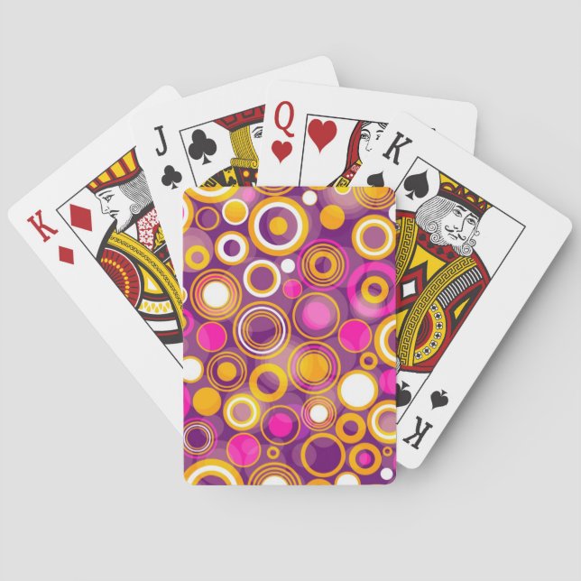 Violet Polka Dot Pattern Poker Cards (Back)