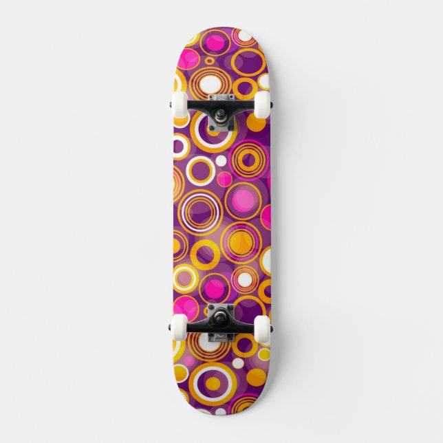 Violet Polka Dot Pattern Skateboard Deck (Front)