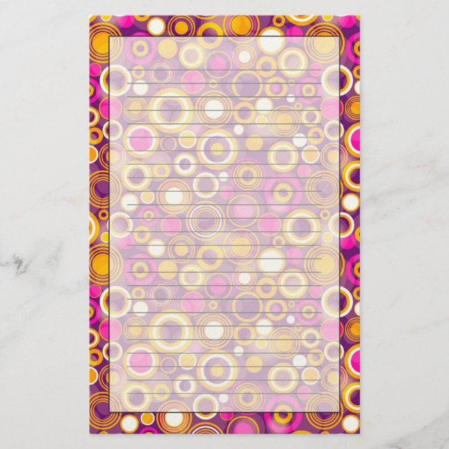 Violet Polka Dot Pattern Stationery (Front)