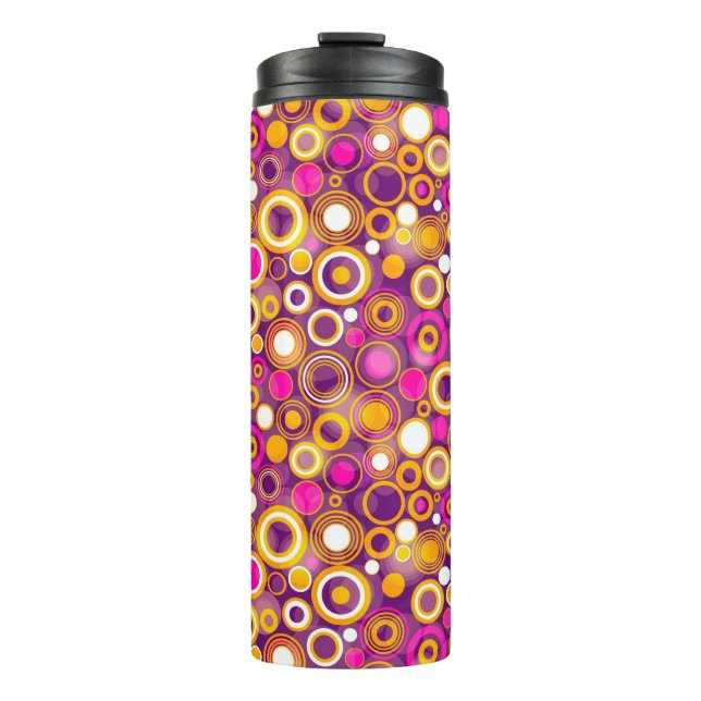 Violet Polka Dot Pattern Thermal Tumbler (Front)