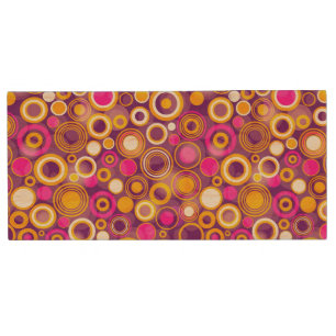Violet Polka Dot Pattern Wood USB Flash Drive