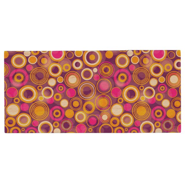 Violet Polka Dot Pattern Wood USB Flash Drive (Front)