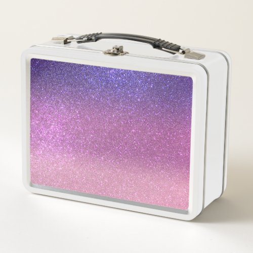 Violet Princess Blush Pink Triple Glitter Metal Lunch Box