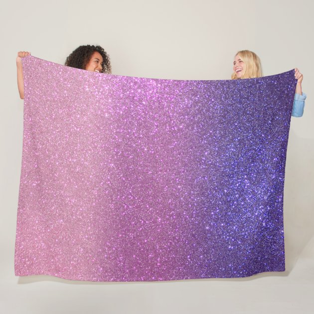 Violet Princess Blush Pink Triple Glitter Ombre Fleece Blanket