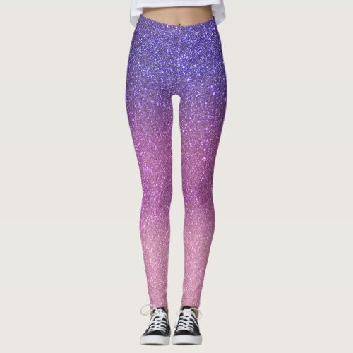 Violet Princess Blush Pink Triple Glitter Ombre Leggings