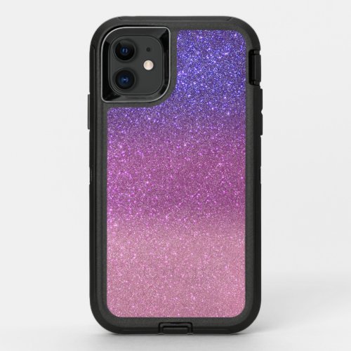 Violet Princess Blush Pink Triple Glitter Ombre OtterBox Defender iPhone 11 Case