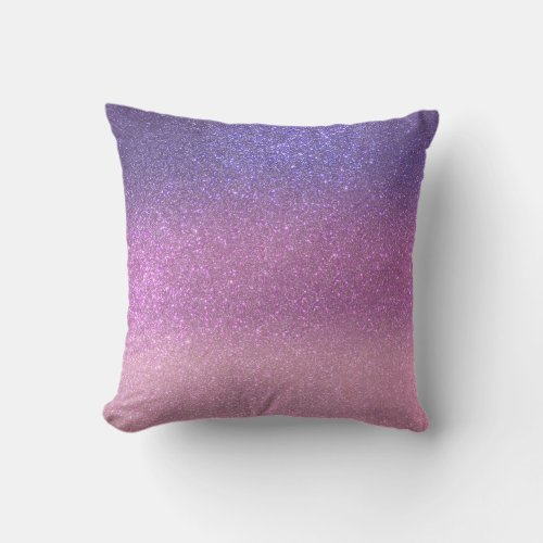 Violet Princess Blush Pink Triple Glitter Ombre Outdoor Pillow