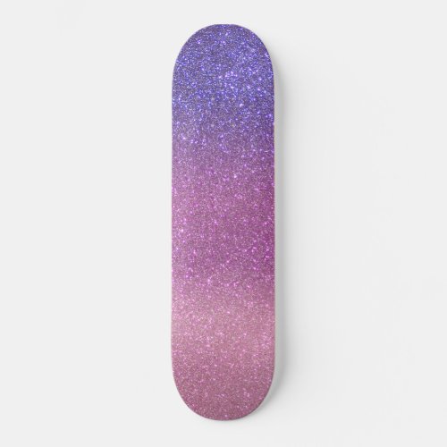 Violet Princess Blush Pink Triple Glitter Ombre Skateboard