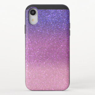 Violet Princess Blush Pink Triple Glitter Ombre iPhone XR Slider Case