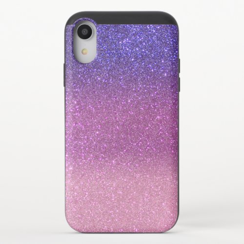 Violet Princess Blush Pink Triple Glitter Ombre iPhone XR Slider Case