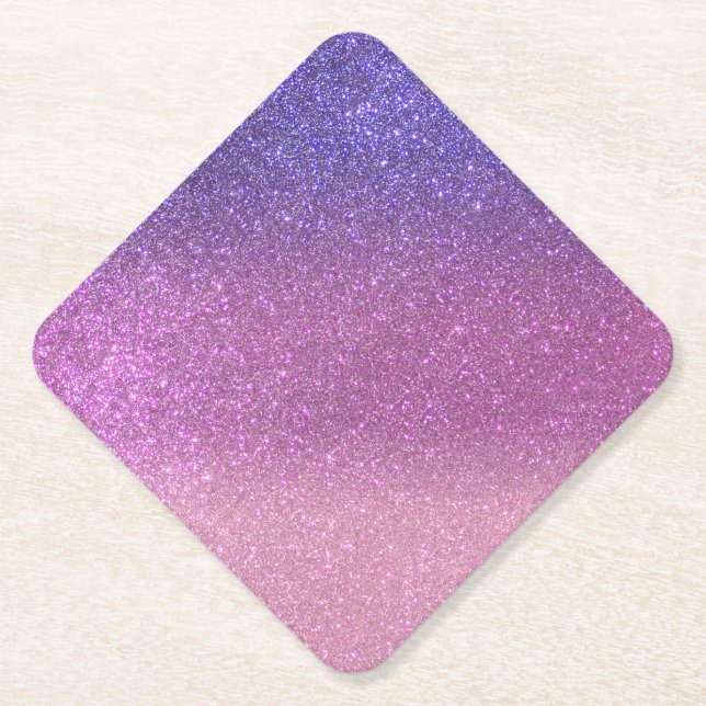 Violet Princess Blush Pink Triple Glitter Paper Coaster (Front)