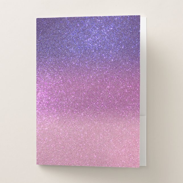 Violet Princess Blush Pink Triple Glitter Pocket Folder (Front)