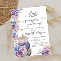 Violet Pumpkin Flowers Leaves Baby Shower   Invitation