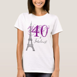 Violet Purple 40 & Fabulous Paris Eiffel Tower T-Shirt