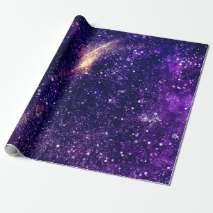 Violet purple abstract galaxy universe wrapping paper