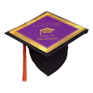 Violet purple and gold graduation Class of 2026 Cap Topper