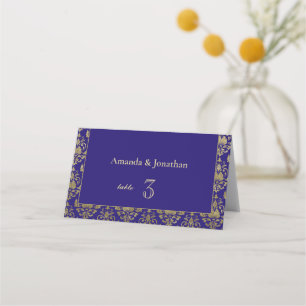 Violet Purple and Gold Pattern Wedding Place Cards