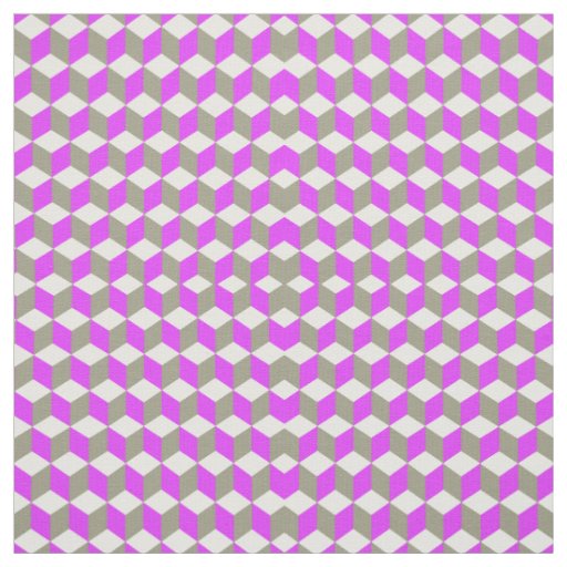 Violet Purple And Grey Isometric Cube Pattern Fabric